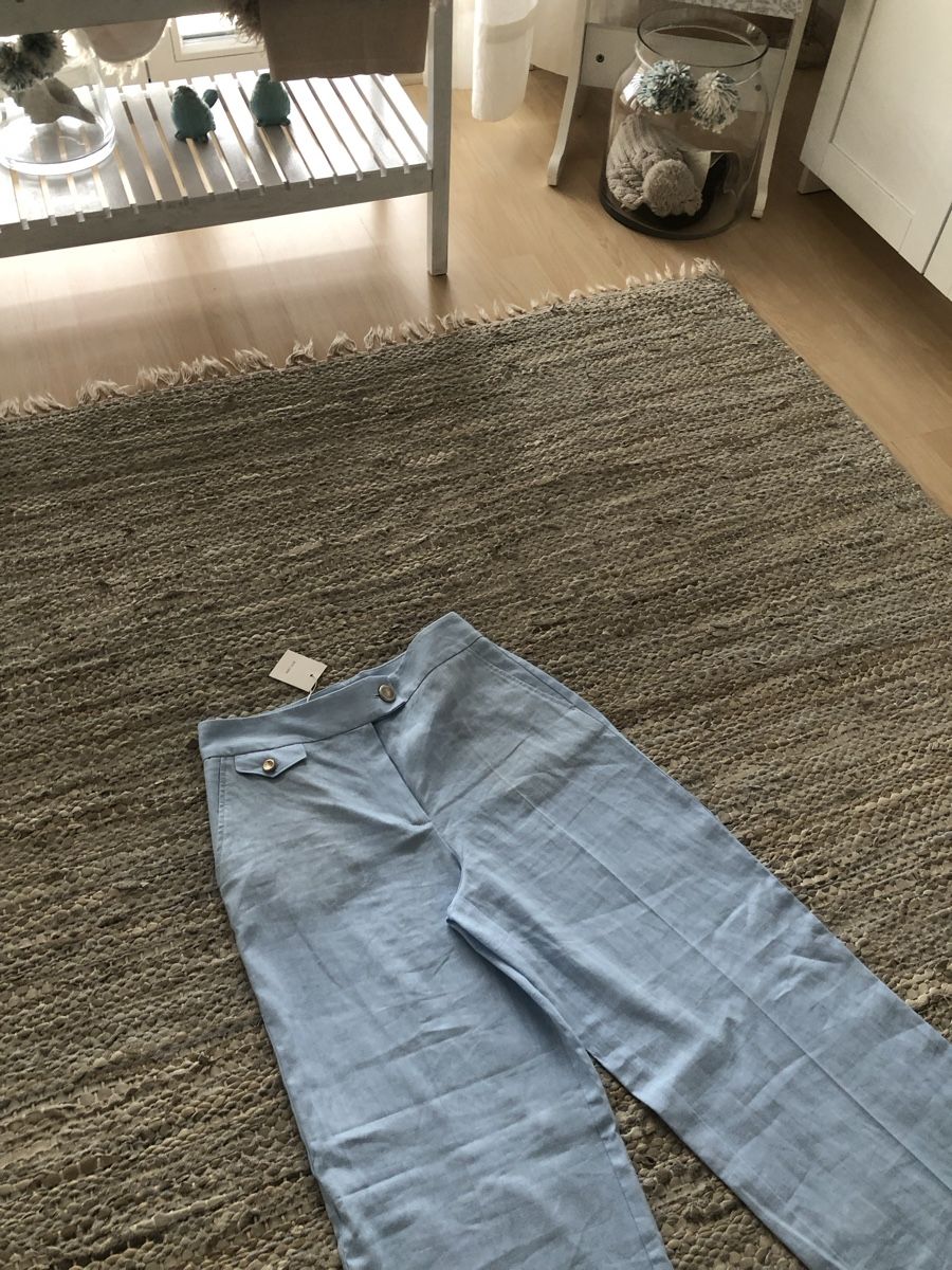 Zara Pantaloni: Zara Leinen Hose. Gr. S. Neu. Hellblau – Nuovo e nell'imballaggio originale da Dübendorf venduto da mar_s66c 2