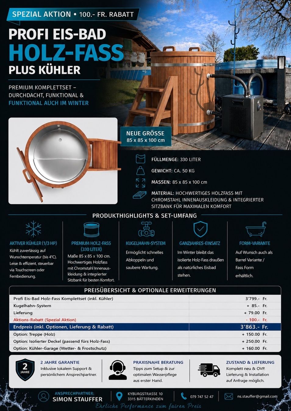 Piscine: Profi-Eisbad Komplettset: High-End Wood Edition – Nuovo e nell'imballaggio originale da Bätterkinden venduto da rip2000 1