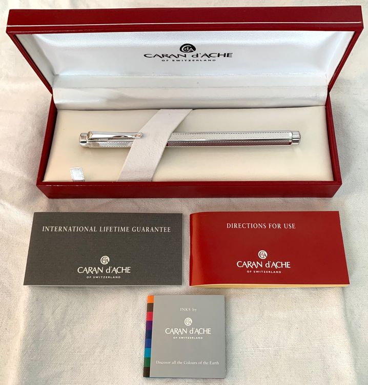 Caran D'Ache Léman Kaviar Füllfederhalter – Versilbert Rhodiniert, Bernstein-Bronze, 18k Goldfeder F