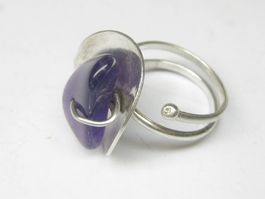 Vintage Ring Silber 800 + MP Gr. 56 verstellbar Amethyst