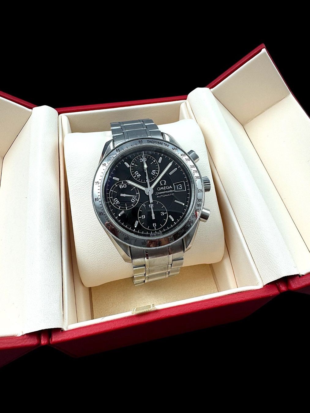 Omega Orologi: Omega Speedmaster Automatic Chronograph Datum 39mm *U1461 – Usato da Zürich venduto da GalerieInauen 1