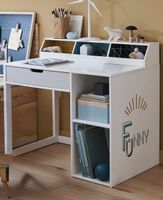 Kinderschreibtisch weiss mit Schublade und Regalen