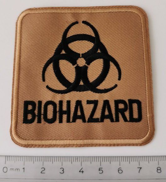 BIOHAZARD SYMBOL Bestickt Aufbügeln AUFNÄHER WEISS SCHWARZ Applikation