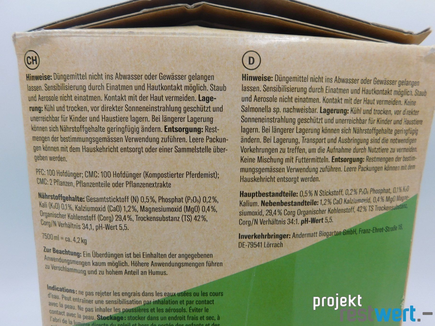 Cartoline postali: Wurmhumus von ANDERMATT BIOGARTEN – Nuovo (secondo la descrizione) da Bülach venduto da restwert_buelach 1