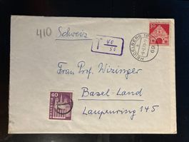 CH 1976 Nachporto 40 Rp. auf Brief aus Deutschland