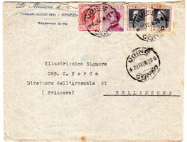 BELEG MIT MISCHFRANKATUR VON UDINE NACH BELLINZONA -377