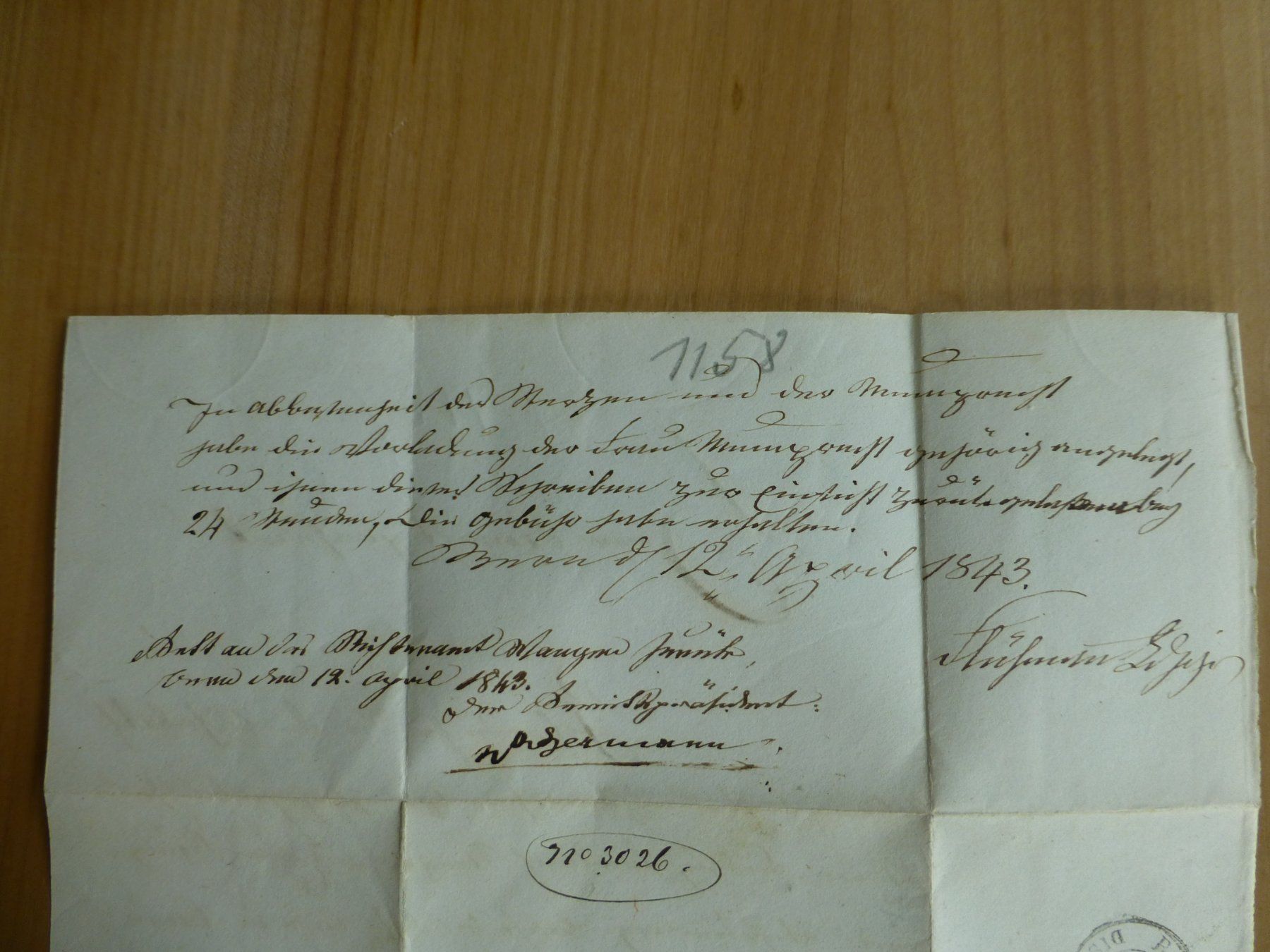 Documenti: Wangen/ Herzogenbuchsee 12.April 1843 – Usato da Bettlach venduto da 1saurer 3