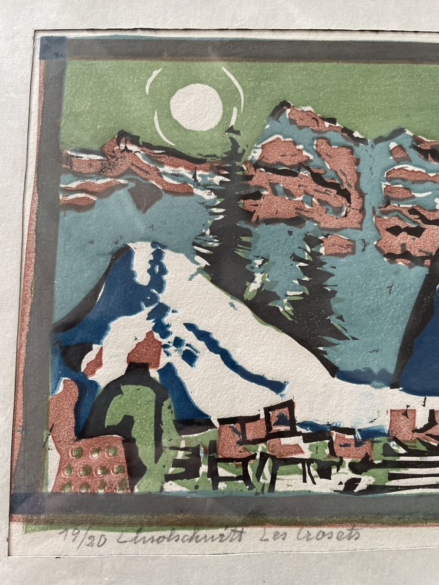 Incisioni: Lithographie Linolschnitt Les Crosets H.Brunner 1981 – Usato da Vallamand venduto da Bricbracbroc82 4