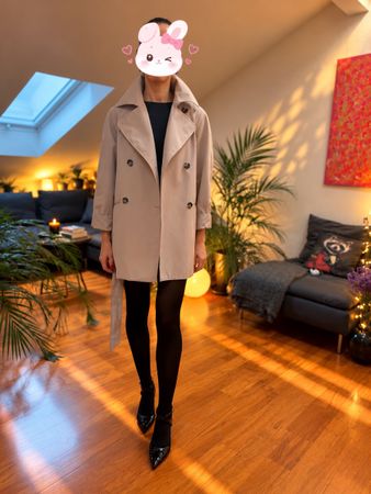 Short Trench Coat, Beige, Size XS