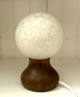 🟢 Lampe globe vintage bois + verre texturé  Kugellampe Glas