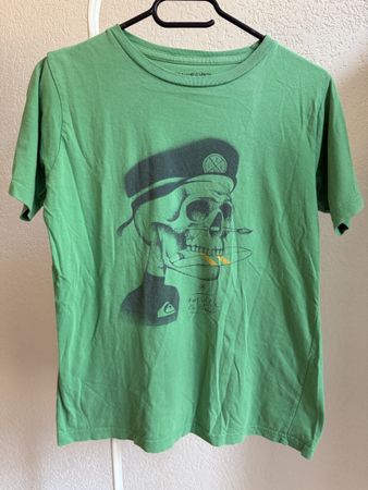 T-shirt vert tête de mort Quiksilver, 14 ans/XS