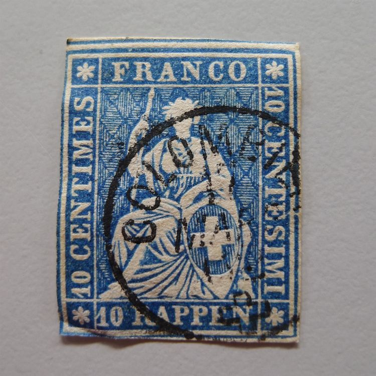 Tutti i francobolli: Strubel: 23G (23B4) von COLOMBIER: 12.3.1862, günstig ! – Usato da Sursee venduto da Luzernerraute