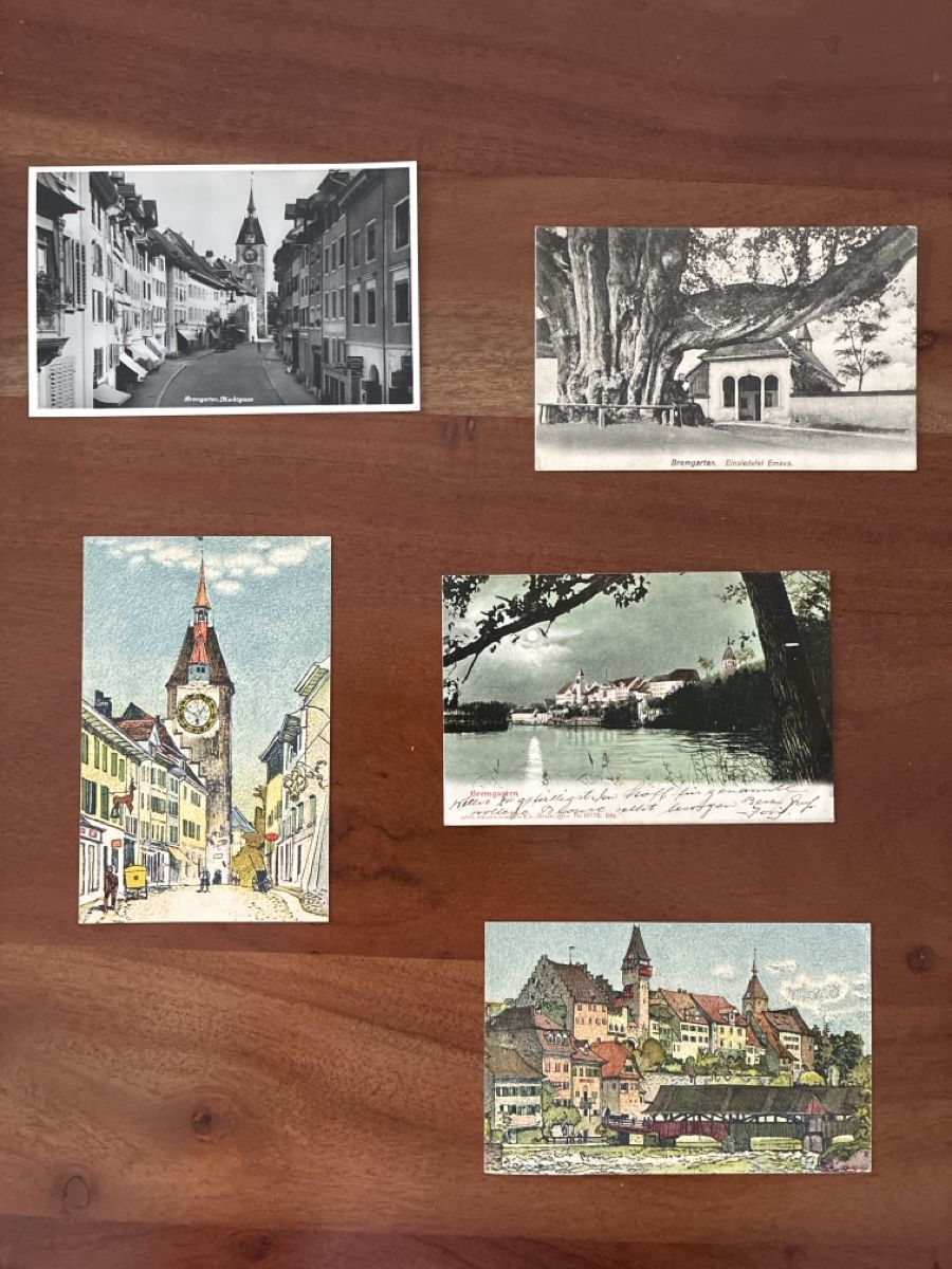 Cartoline postali: 5 Ansichtskarten Schweiz von Bremgarten AG – Usato da Oftringen venduto da Cla.vD.74