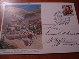 Karte Tag der Briefmarke 1942 Genf, Deutsche Karte, gelaufen