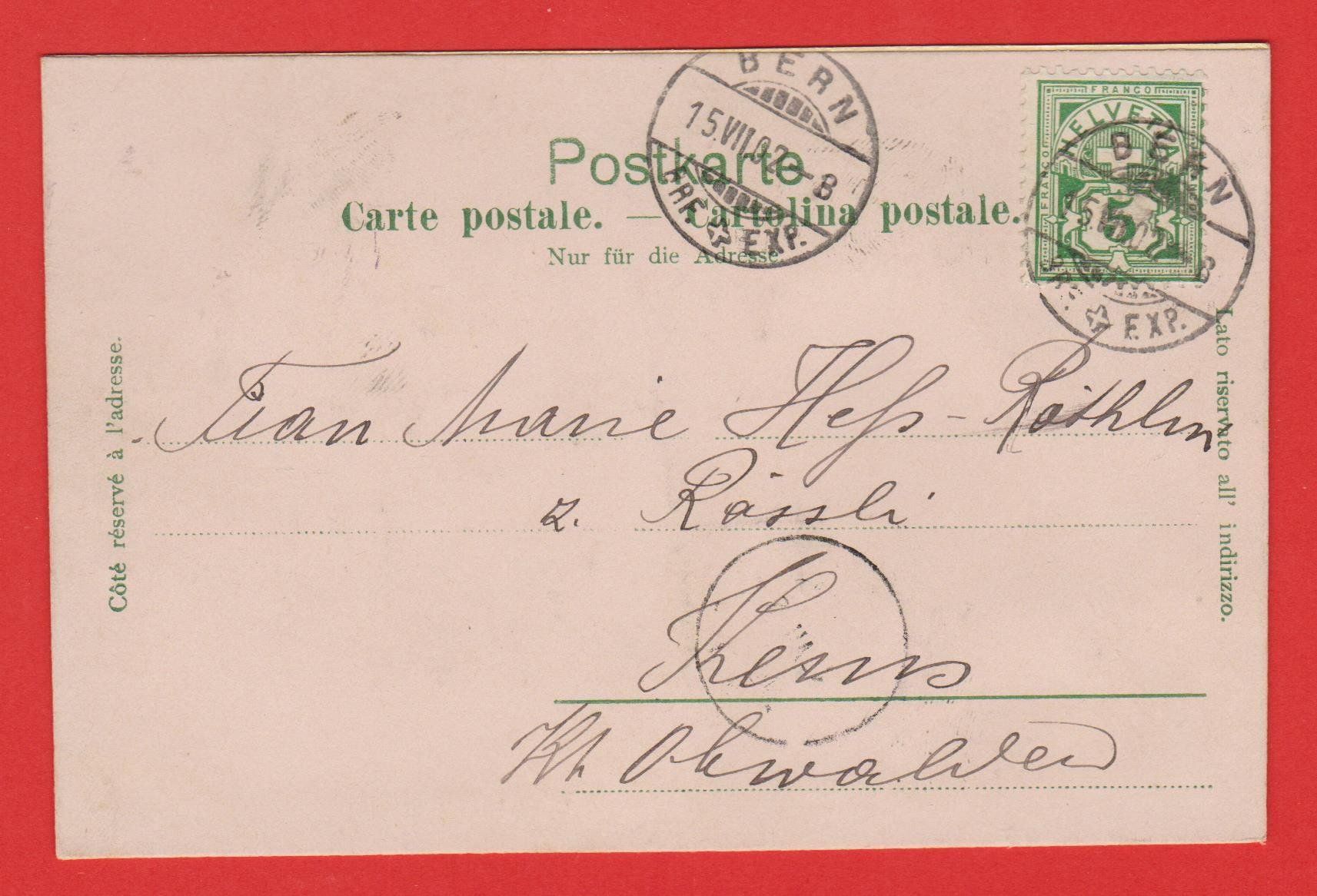 Cartoline postali: BERN Reliefkarte  3-D, Kartonkarte glänzend – Usato da Vitznau venduto da Ropaku 2