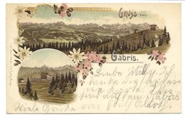 Gruss vom Gäbris ob Gais (AR) Gasthaus - Alpstein Litho 1898
