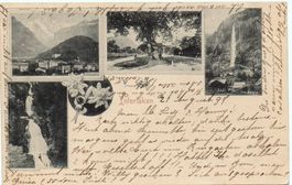LITHO INTERLAKEN Giessbachfall Staubbach Lauterbrunnen 1897
