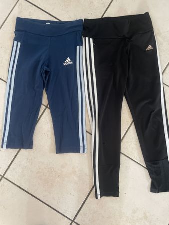 2 Adidas 3/4 Sportleggins Gr. 140