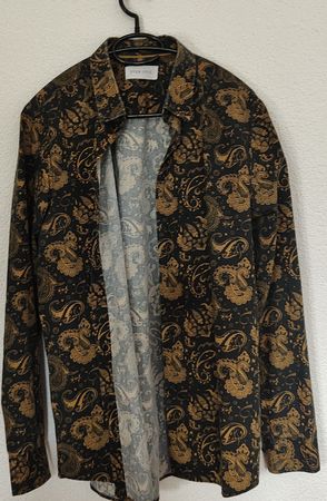 Herren Hemd Pier One schwarz gold Paisley neuwertig