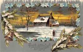 Neujahr, Winterlandschaft, Prägedruck