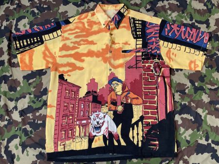 Vintage Y2K All over Print Hip-Hop Graffiti Shirt Sz XL