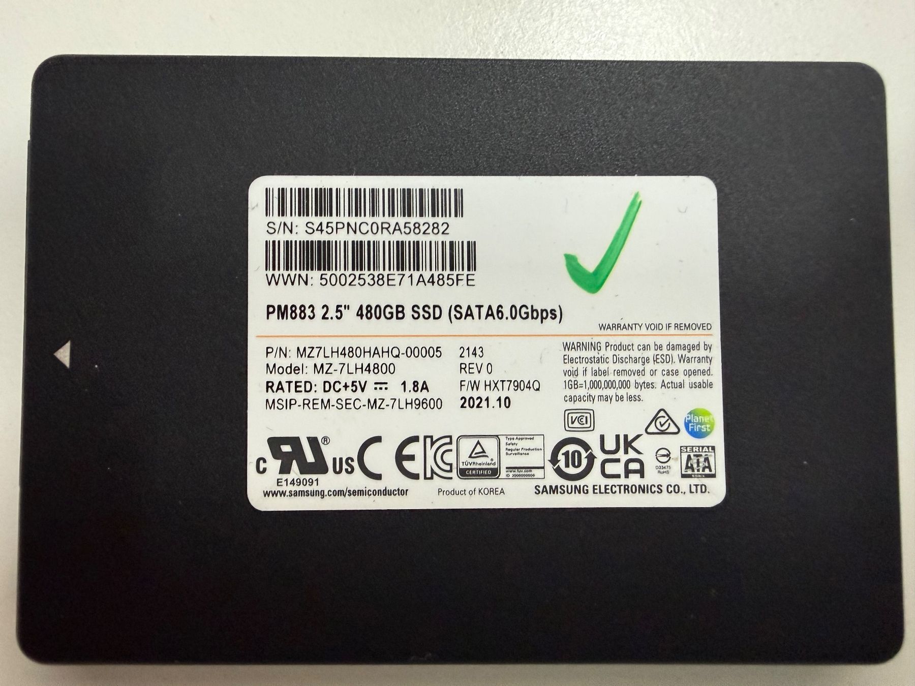 480 GB Samsung PM883 Enterprise SSD (Gebraucht) in Widnau für CHF 26 ...