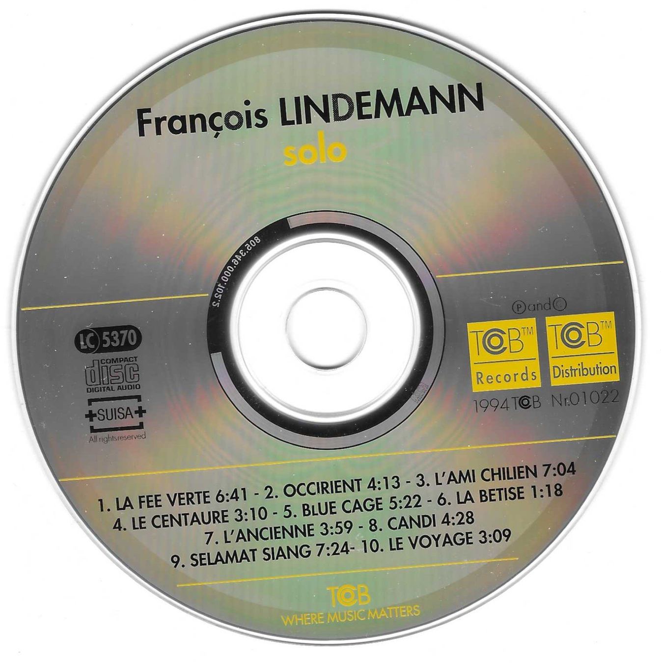 CD: FRANCOIS LINDEMANN  -  SOLO – Usato da Bex venduto da Giorgiob 2