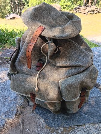 Zaino vintage tela e cuoio buone condizioni militare 