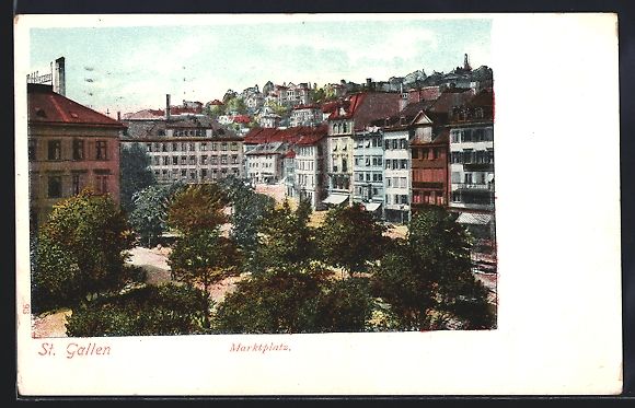 Ansichtskarten: St. Gallen, Marktplatz mit Geschäften – Gebraucht aus Berlin von bartko-reher