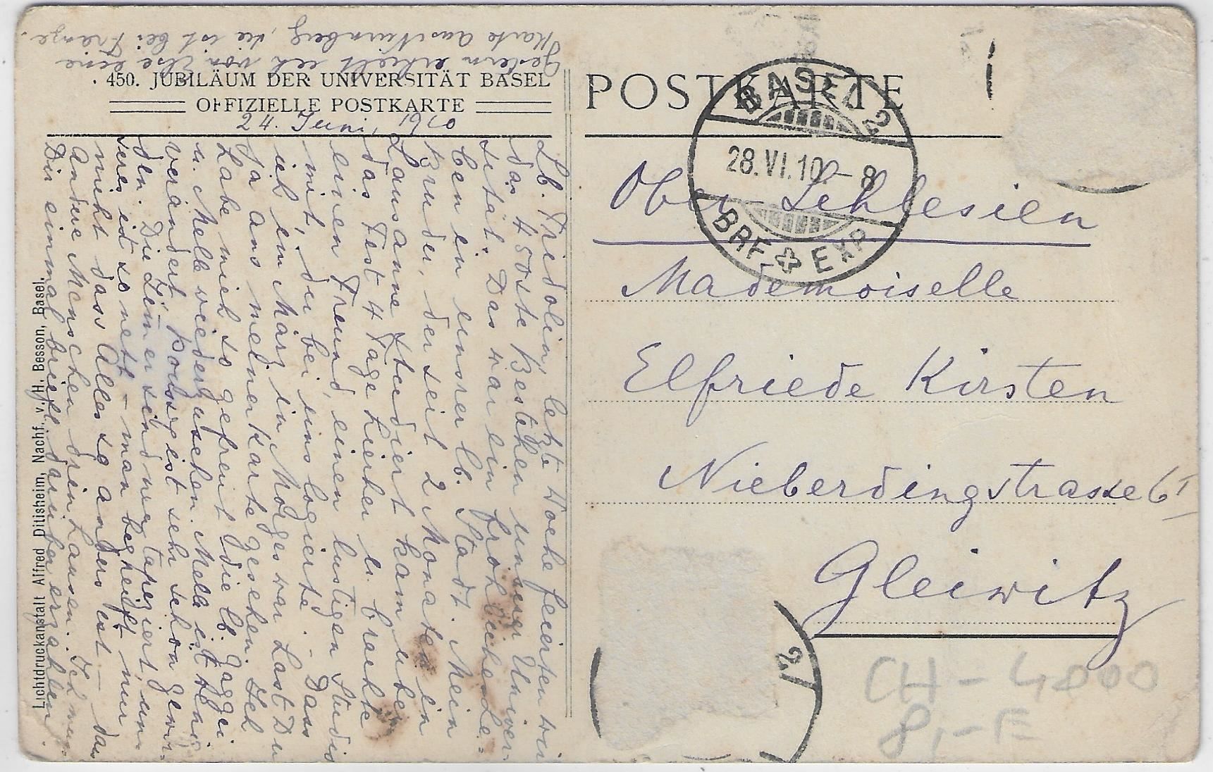Cartoline postali: Basel - 450. Jubiläum der Universität – Usato da Ettingen venduto da Kartenplanet 1