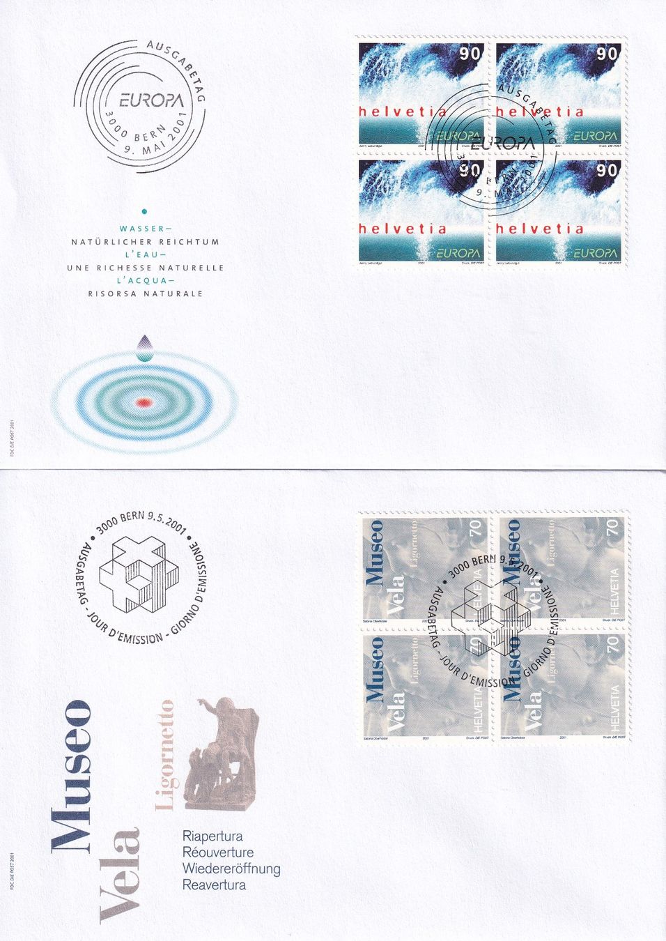 Tutti i francobolli: Lot 8 Briefe FDC 4er Block  2001 – Usato da Rossa venduto da becky05 1