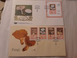 2 enveloppes philatéliques Fungi, timbres champignons rare
