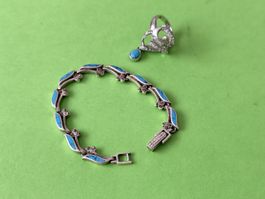 bague en argent avec bracelet vintage