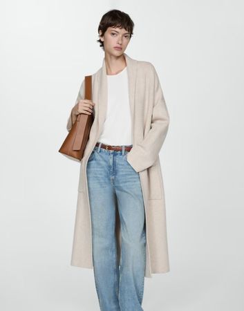 🤩MASSIMO DUTTI STRICK-MANTEL BEIGE NEU