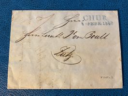 1840Faltbrief mit inh. Stab- Balkenstempel Chur - Zutz