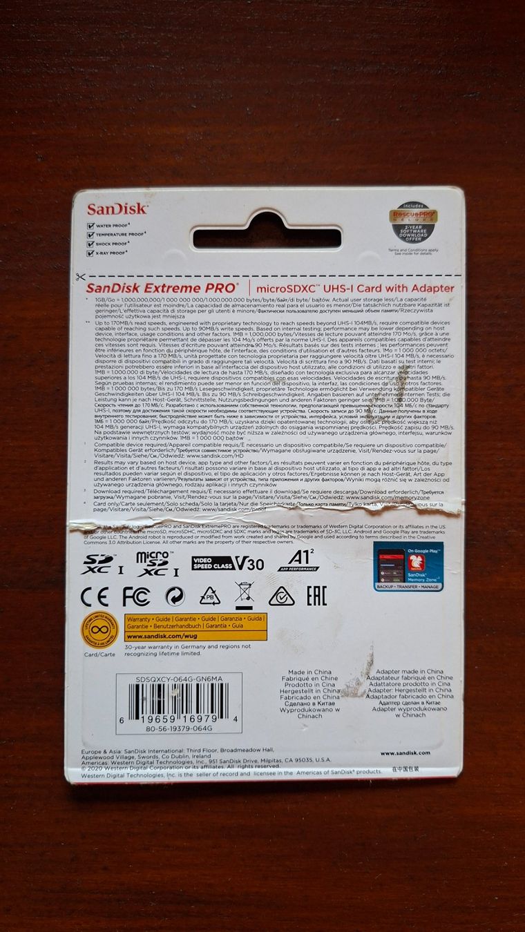 Sandisk Speicherkarten: SanDisk Extreme Pro micro SD 64GB + micro SD Adapter PC – Gebraucht aus Les Ecorcheresses von Spr00 1