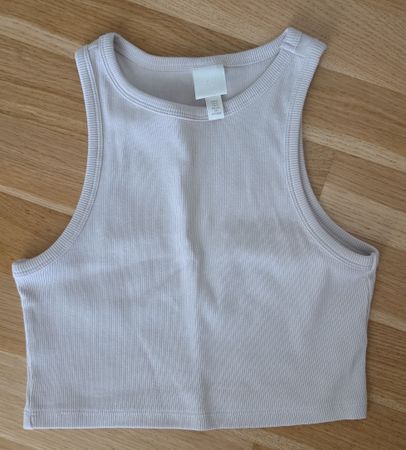 Rippstrick Crop Top, Grösse S, Beige, Sommerlich & Stylisch