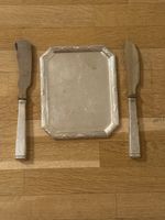 Art-Déco-Set 3-tlg: Berndorf Tablett & 2 Messer (Hamm