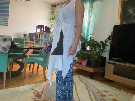 Super stylé gilet Lagenlook blanc noir KOKOMARINA, t. S neuf
