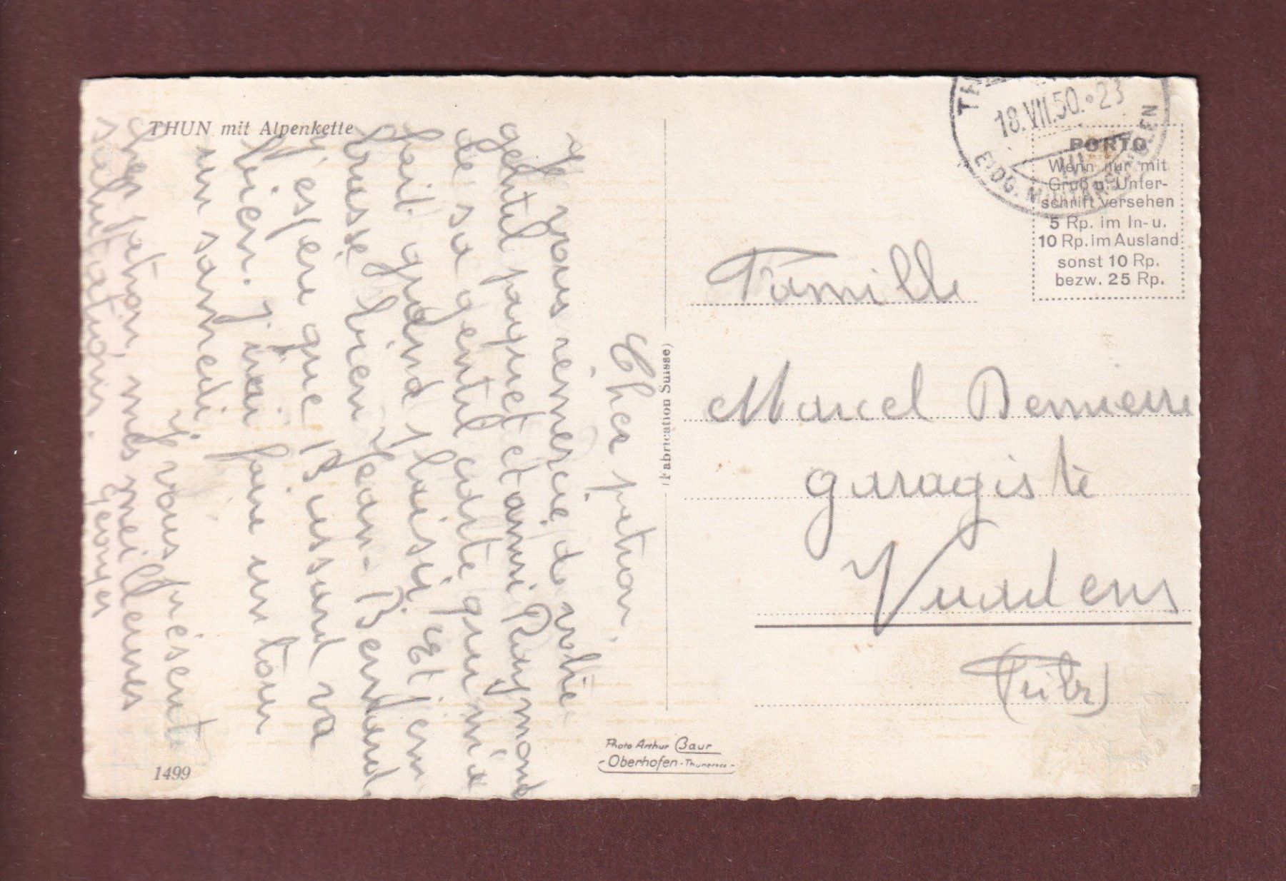 Cartoline postali: THUN - Teil mit Kirche - 1950 – Usato da Pully venduto da nicecards-shop 1
