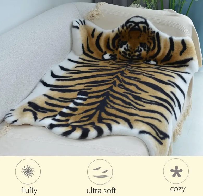 Infactory Kuschliger Webpelz-Vorleger "Weißer Tiger", 170 Cm