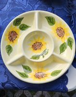Piatto da portata in ceramica "girasoli" con divisioni