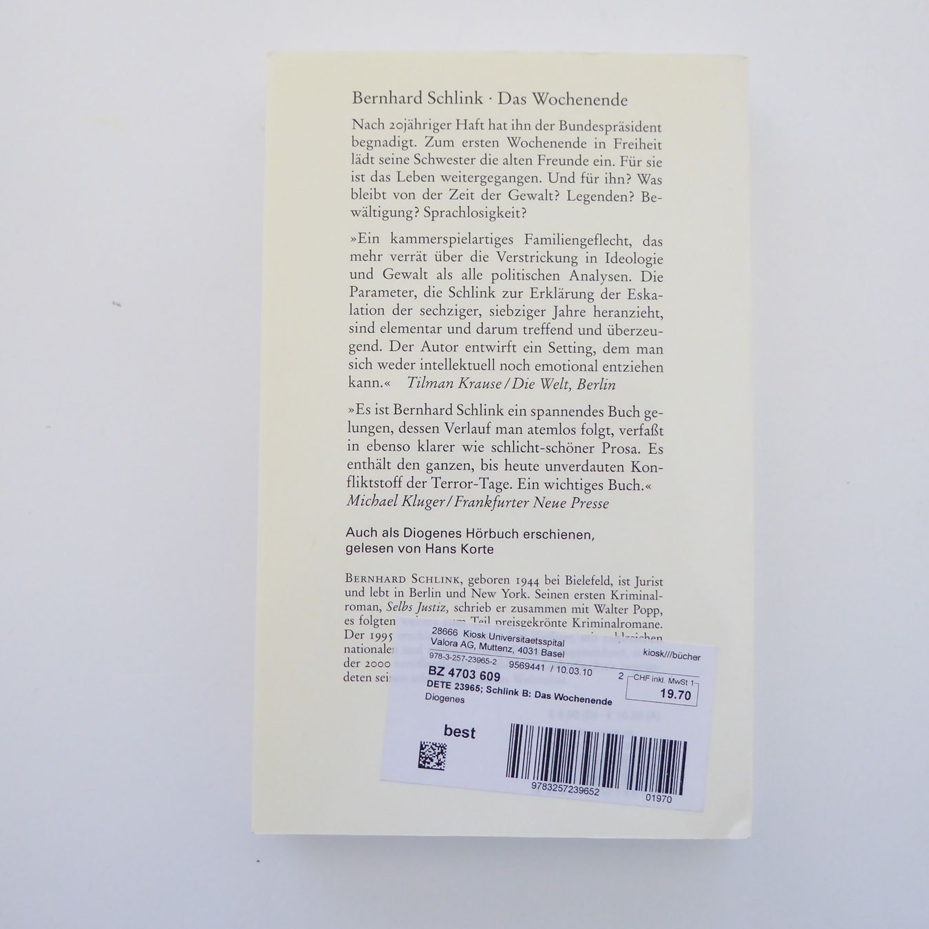 Libri: Bernhard Schlink - Das Wochenende – Usato da Basel venduto da Kunterbunt12 1