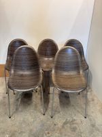 Vintage Stuhl Set 5 Stk. Metall Holzoptik Sitzmöbel