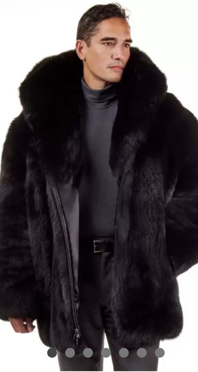 Pelzjacke Persianer Mantel Herren DIE MITTE LÄNGE SCHWARZ FOX-PELZ - Main Image