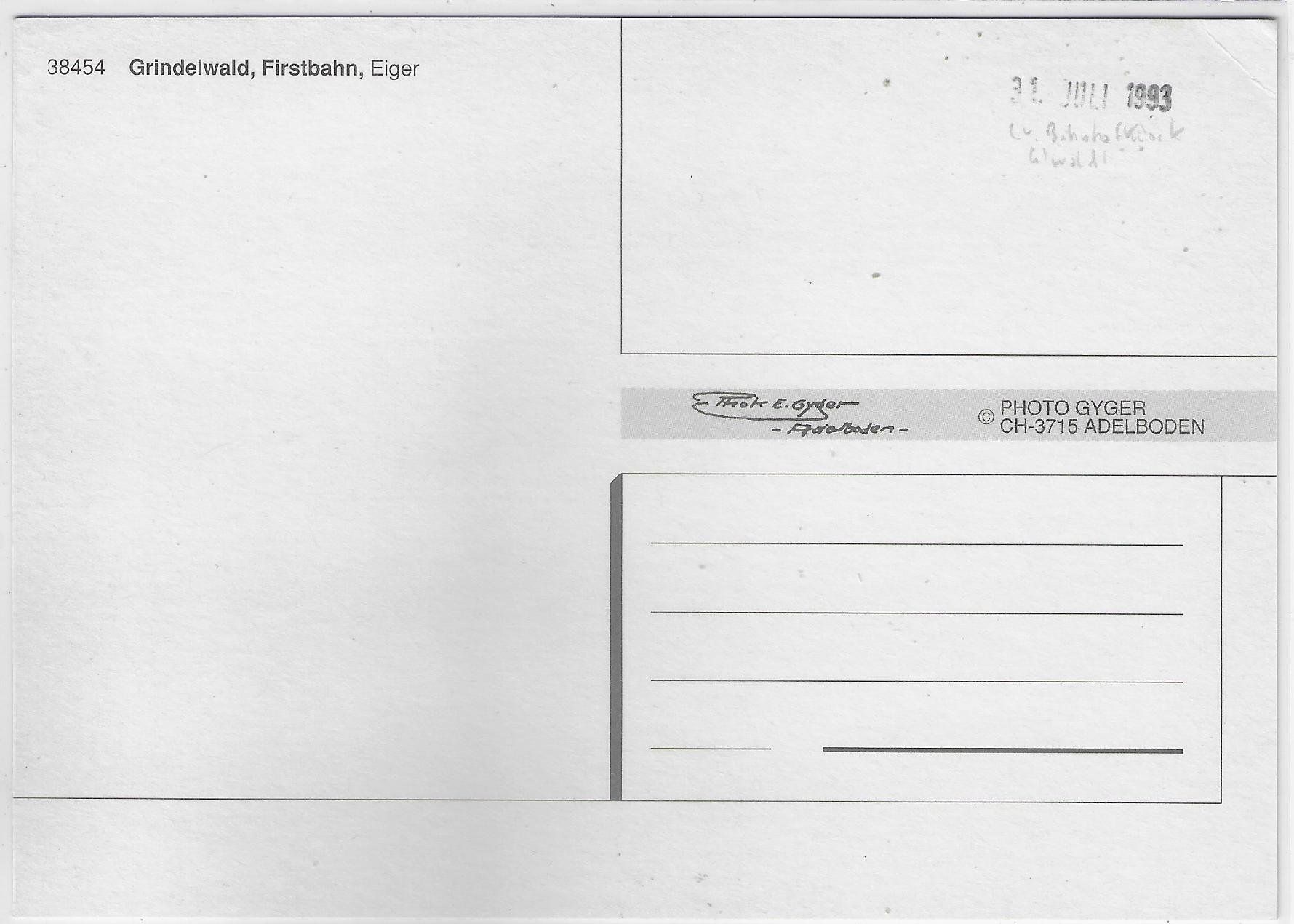Cartoline postali: Grindelwald - Gondelbahn-Firstbahn – Usato da Ettingen venduto da Kartenplanet 1
