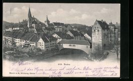 Baden, Teilansicht mit Brücke und Kirch