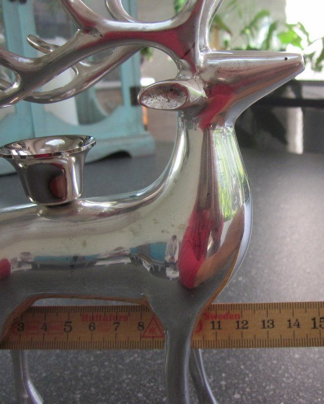 Portacandele: Versilbertes Rentier als Kerzenhalter – Usato da Bischofszell venduto da Pfau0 8