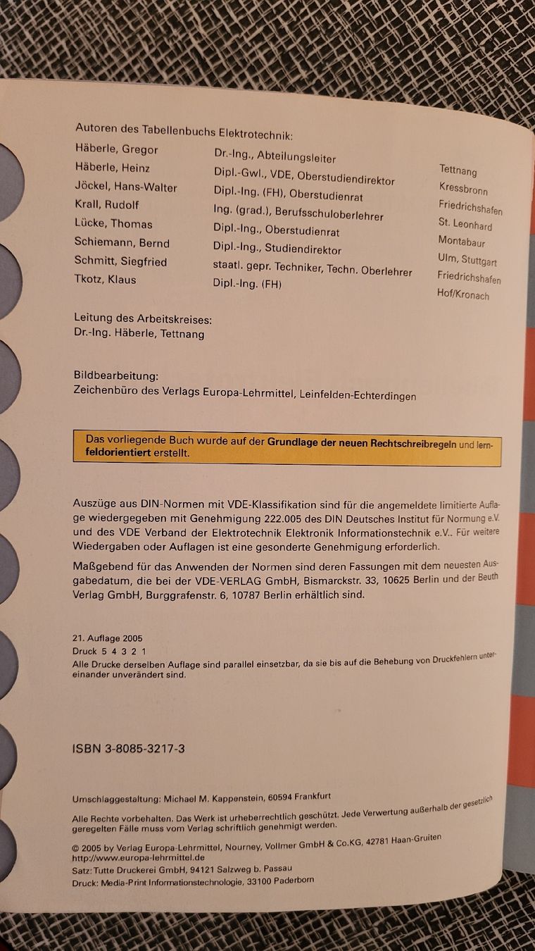 Libri: Tabellenbuch Elektrotechnik – Usato da Döttingen venduto da Alis68 2