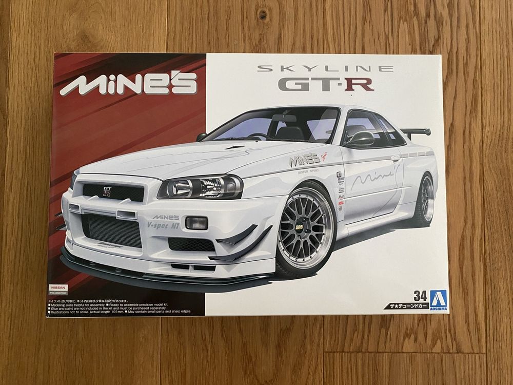 Aoshima 059869 2002 Nissan Skyline GT-R R34 BNR34 Mines JDM 1:24